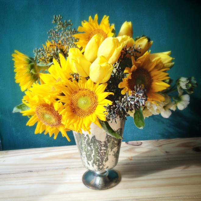 A sunny arrangement for a new baby